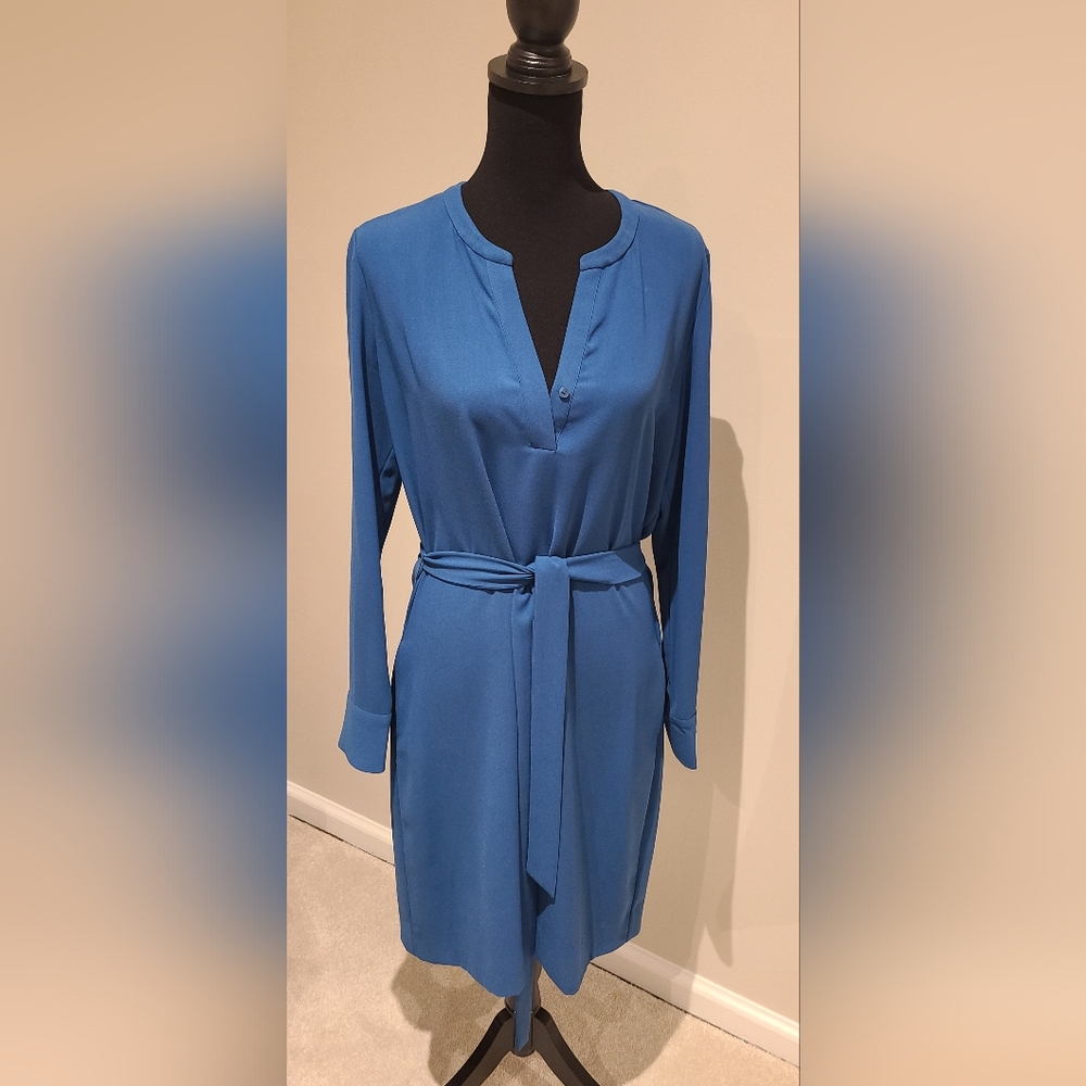 Laundry by Shelli Segal Sz 10 dark teal shirt dress